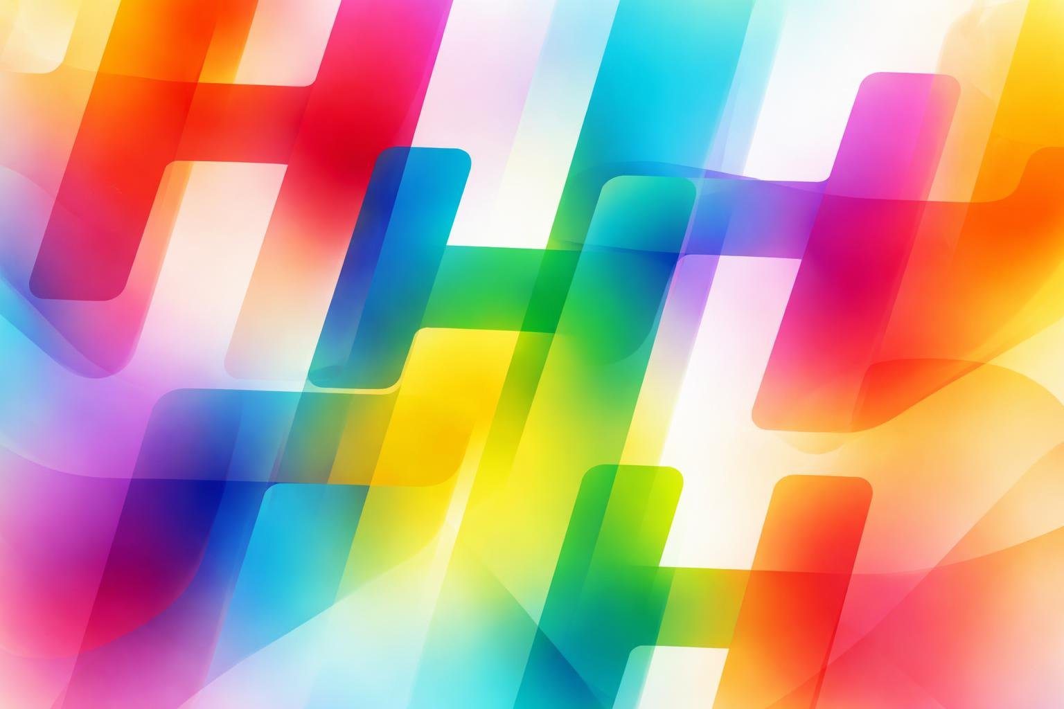 Composição abstrata colorida com várias letras 'H' em diferentes cores vibrantes sobre fundo claro.